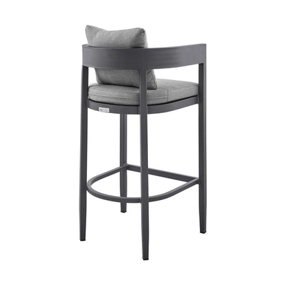 Armen Living - Argiope Outdoor Patio Bar Stool in Aluminum with Grey Cushions - 840254332973 veiw 4