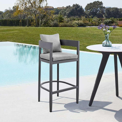 Armen Living - Argiope Outdoor Patio Bar Stool in Aluminum with Grey Cushions - 840254332973 veiw 7
