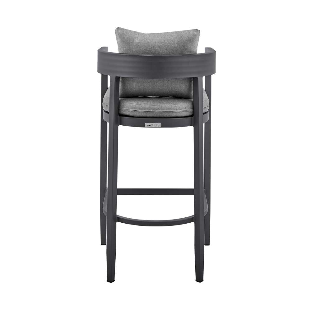 Armen Living - Argiope Outdoor Patio Counter Height Bar Stool in Aluminum with Grey Cushions - 840254332966 veiw 5