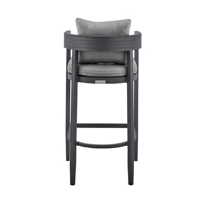 Armen Living - Argiope Outdoor Patio Counter Height Bar Stool in Aluminum with Grey Cushions - 840254332966 veiw 5