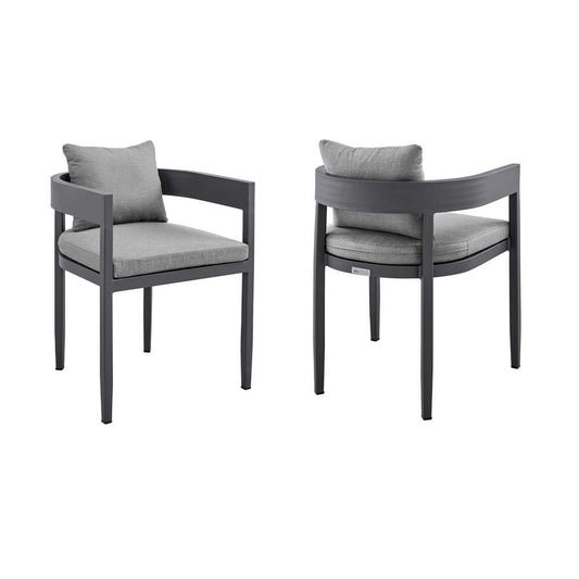 Armen Living - Argiope Outdoor Patio Dining Chairs in Aluminum with Grey Cushions (Set of 2) - 840254332997 veiw 1