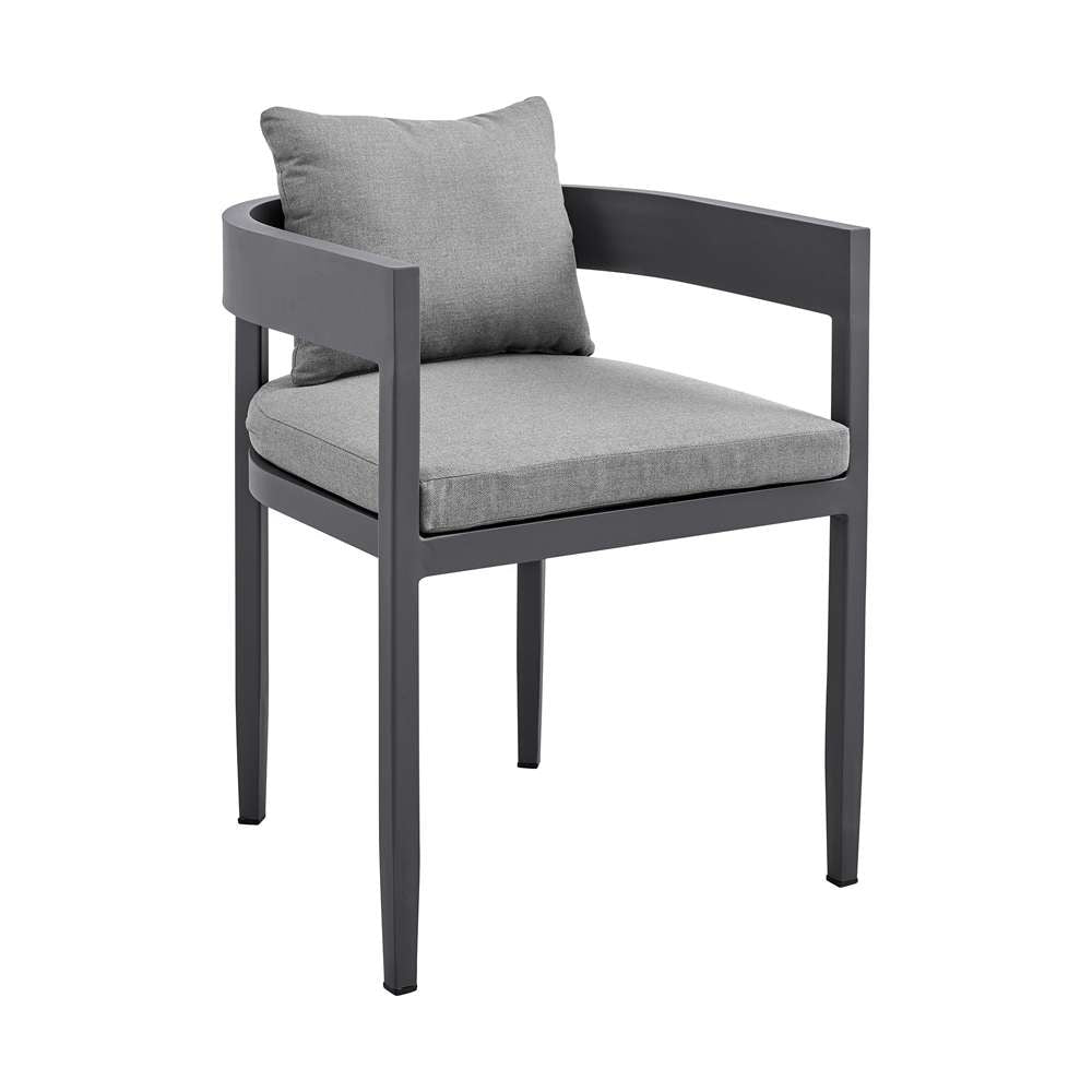 Armen Living - Argiope Outdoor Patio Dining Chairs in Aluminum with Grey Cushions (Set of 2) - 840254332997 veiw 2