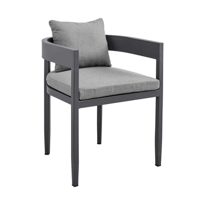 Armen Living - Argiope Outdoor Patio Dining Chairs in Aluminum with Grey Cushions (Set of 2) - 840254332997 veiw 2