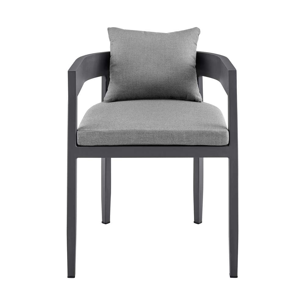 Armen Living - Argiope Outdoor Patio Dining Chairs in Aluminum with Grey Cushions (Set of 2) - 840254332997 veiw 3