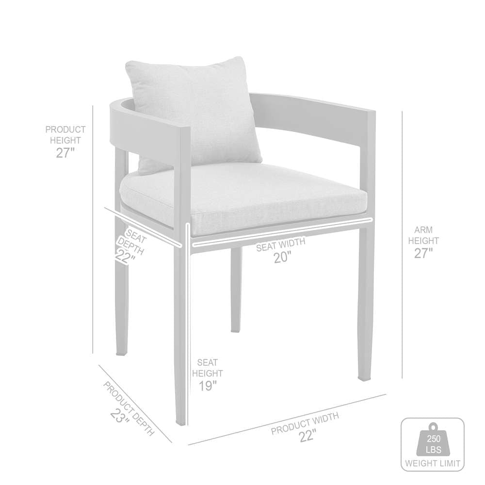Armen Living - Argiope Outdoor Patio Dining Chairs in Aluminum with Grey Cushions (Set of 2) - 840254332997 veiw 7