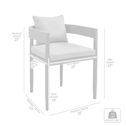 Armen Living - Argiope Outdoor Patio Dining Chairs in Aluminum with Grey Cushions (Set of 2) - 840254332997 veiw 7