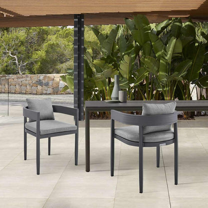 Armen Living - Argiope Outdoor Patio Dining Chairs in Aluminum with Grey Cushions (Set of 2) - 840254332997 veiw 8