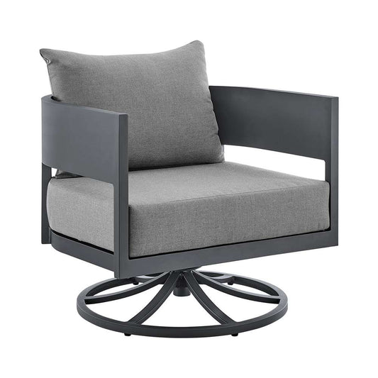 Armen Living - Argiope Outdoor Patio Swivel Rocking Chair in Grey Aluminum with Cushions - 840254332515 veiw 1