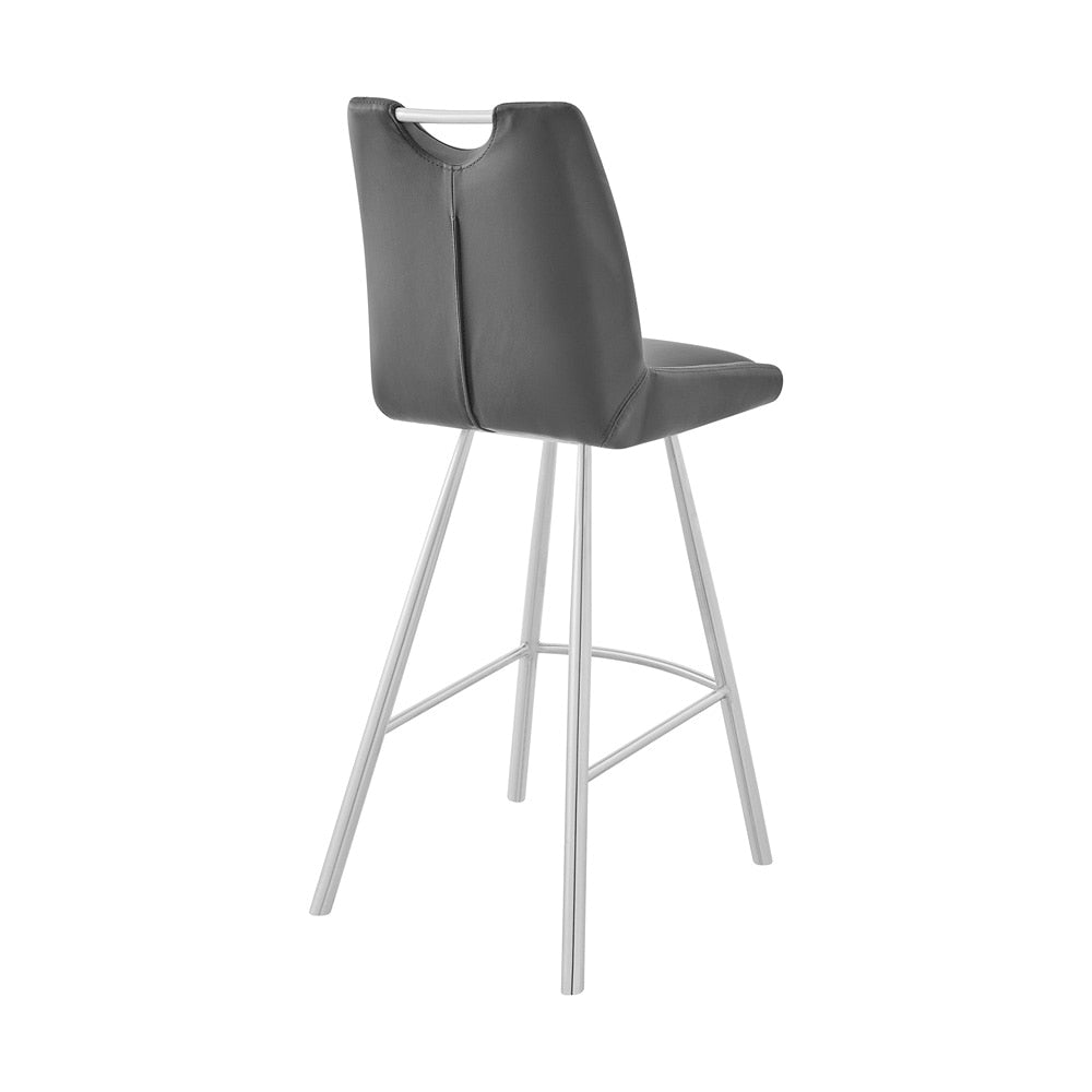 Armen Living - Arizona 26in Counter Height Bar Stool in Charcoal Faux Leather and Brushed Stainless Steel Finish - LCAZBAGR26_CLOSEOUT veiw 4