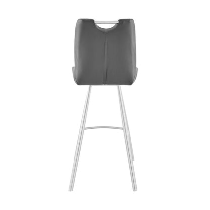 Armen Living - Arizona 26in Counter Height Bar Stool in Charcoal Faux Leather and Brushed Stainless Steel Finish - LCAZBAGR26_CLOSEOUT veiw 5