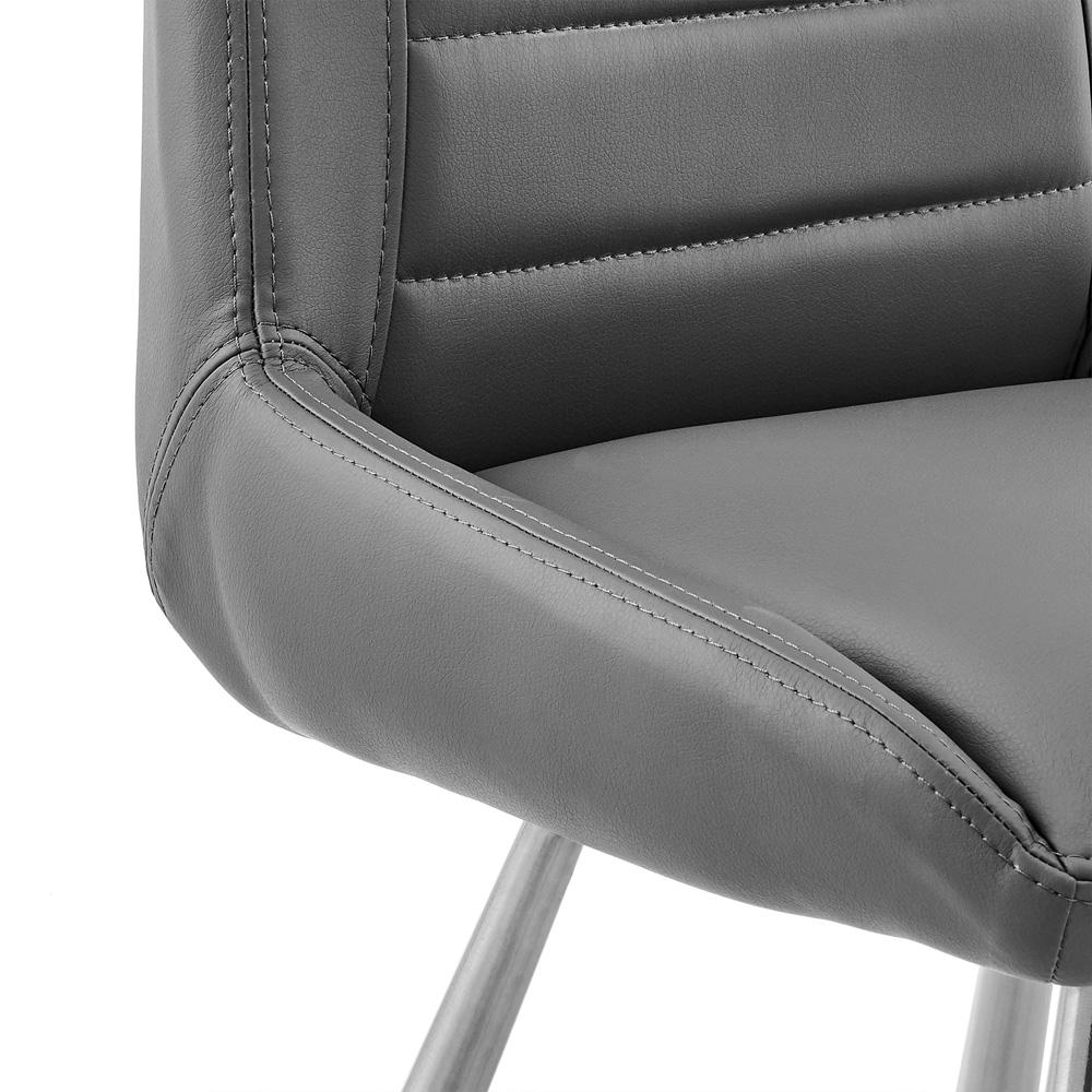 Armen Living - Arizona 26in Counter Height Bar Stool in Charcoal Faux Leather and Brushed Stainless Steel Finish - LCAZBAGR26_CLOSEOUT veiw 7