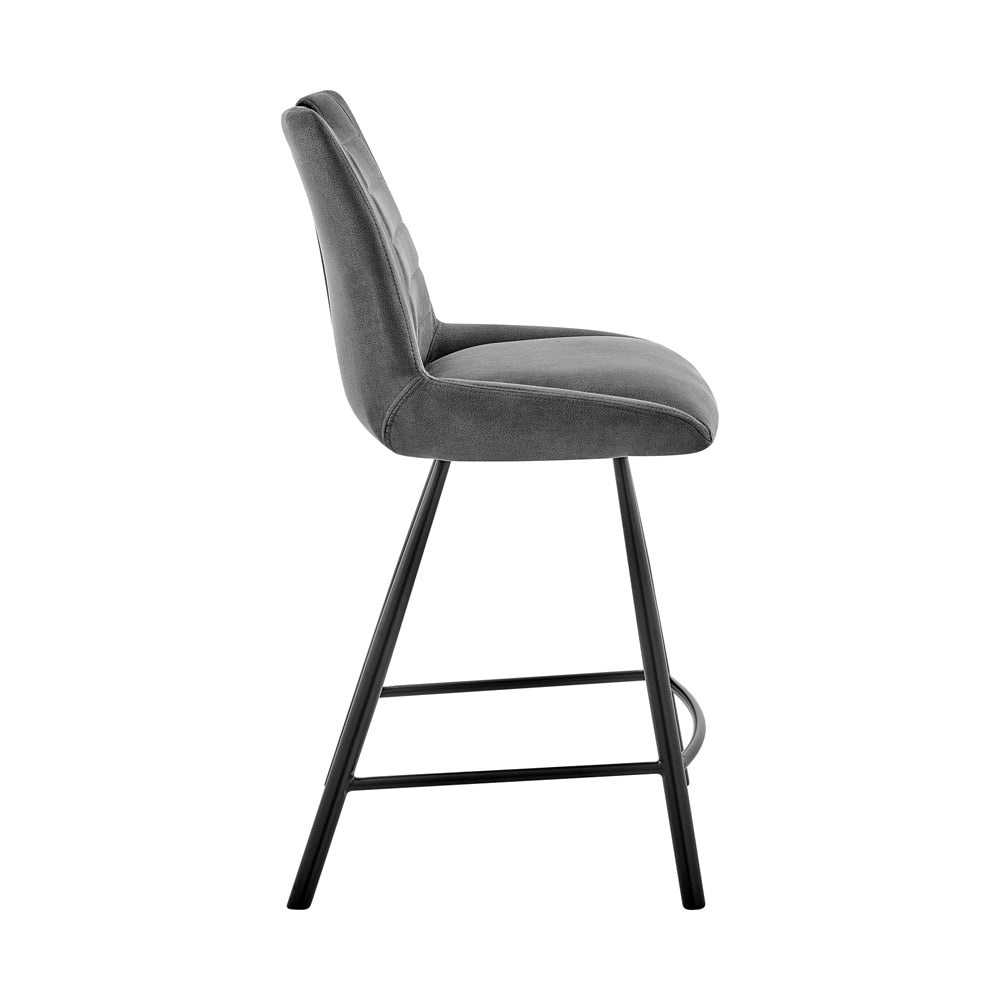 Armen Living - Arizona 30in Bar Height Bar Stool in Charcoal Fabric and Black Finish - LCAZBACH30_CLOSEOUT veiw 3