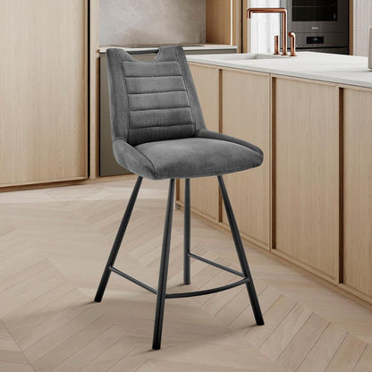 Armen Living - Arizona 30in Bar Height Bar Stool in Charcoal Fabric and Black Finish - LCAZBACH30_CLOSEOUT veiw 9