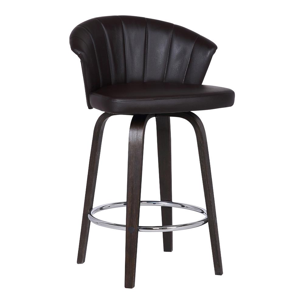 Armen Living - Ashley Wood Back 30in Swivel Brown Faux Leather Bar Stool - LCASBAWABR30 - CLOSEOUT veiw 1