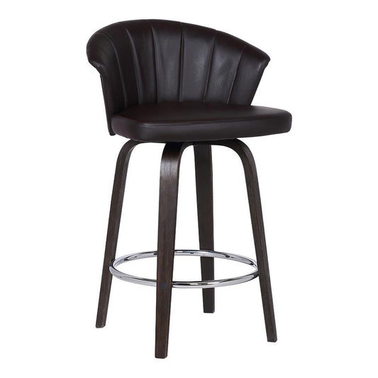 Armen Living - Ashley Wood Back 30in Swivel Brown Faux Leather Bar Stool - LCASBAWABR30 - CLOSEOUT veiw 1