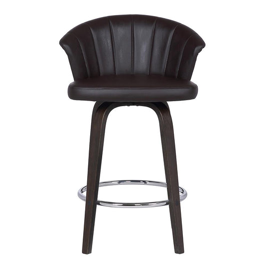Armen Living - Ashley Wood Back 30in Swivel Brown Faux Leather Bar Stool - LCASBAWABR30 - CLOSEOUT veiw 2