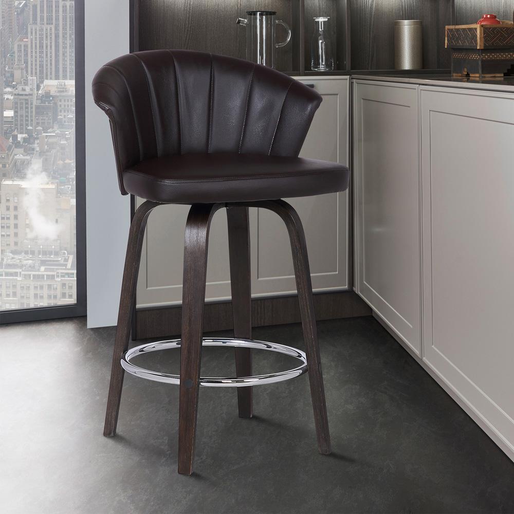 Armen Living - Ashley Wood Back 30in Swivel Brown Faux Leather Bar Stool - LCASBAWABR30 - CLOSEOUT veiw 6
