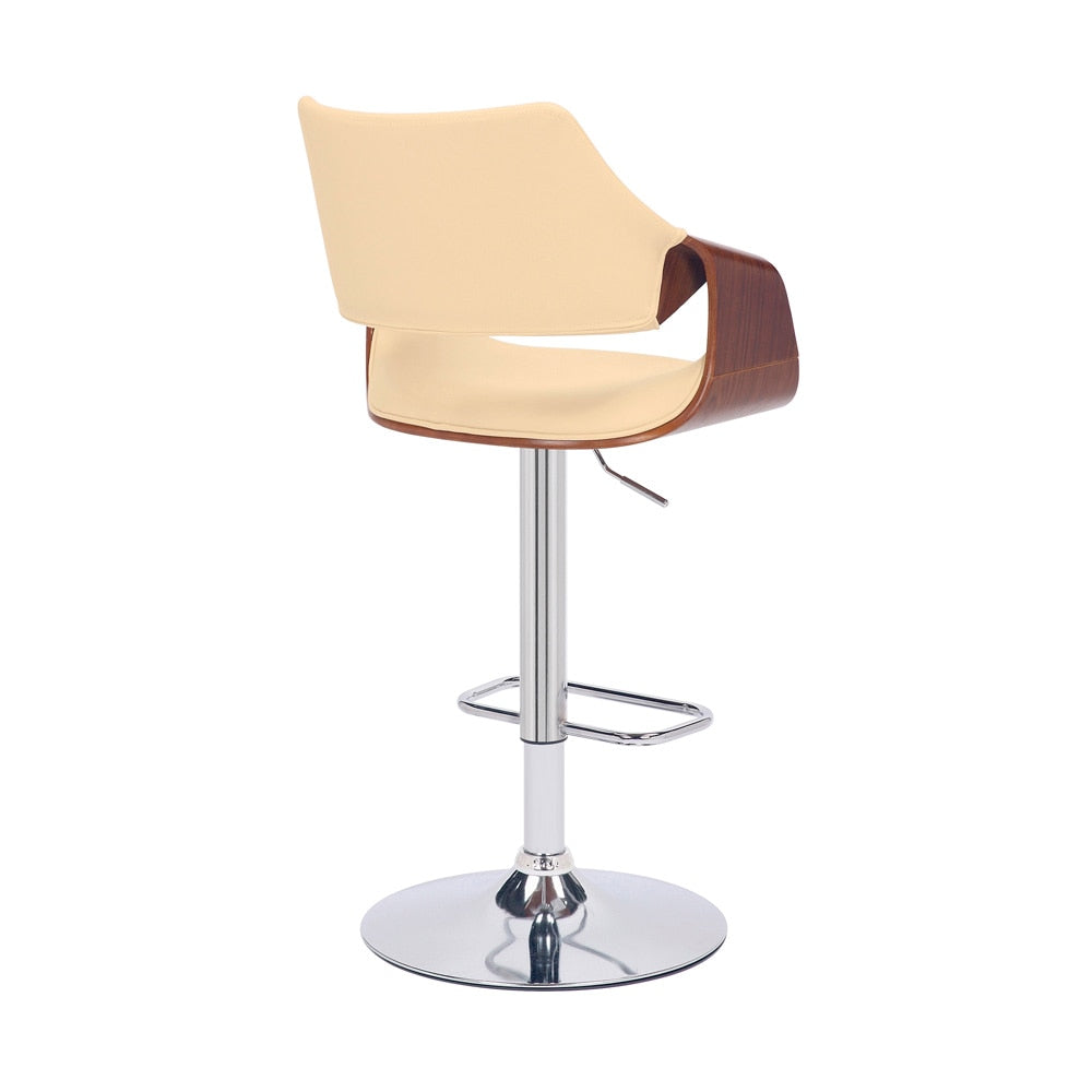 Armen Living - Aspen Adjustable Swivel Cream Faux Leather and Walnut Wood Bar Stool with Chrome Base - LCASBAWACR veiw 4