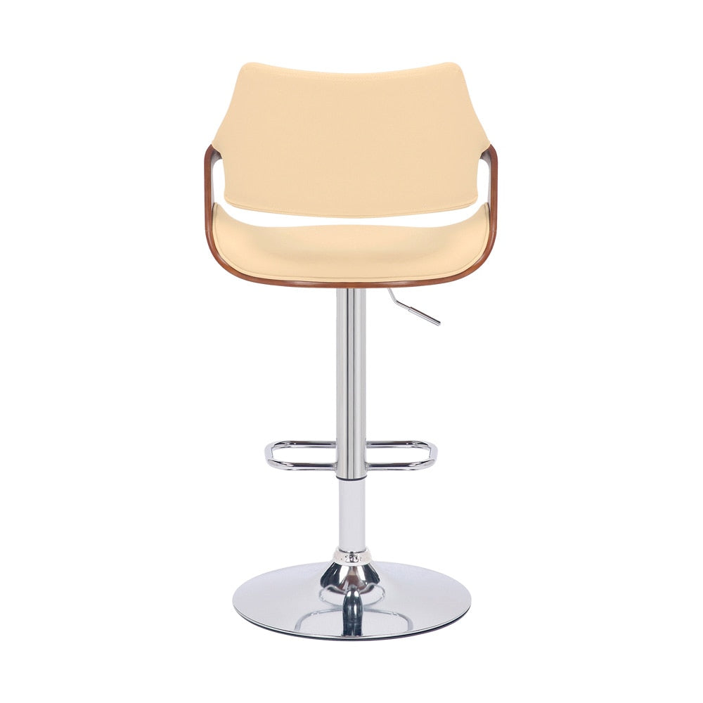Armen Living - Aspen Adjustable Swivel Cream Faux Leather and Walnut Wood Bar Stool with Chrome Base - LCASBAWACR veiw 5