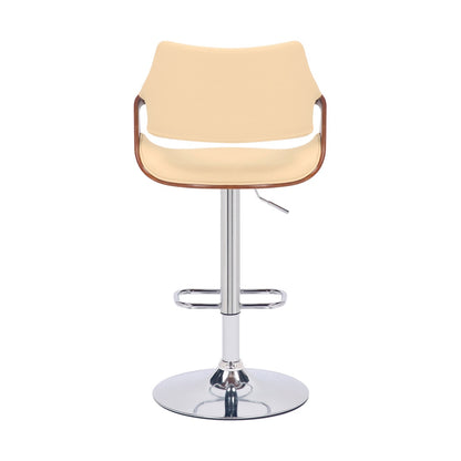 Armen Living - Aspen Adjustable Swivel Cream Faux Leather and Walnut Wood Bar Stool with Chrome Base - LCASBAWACR veiw 5