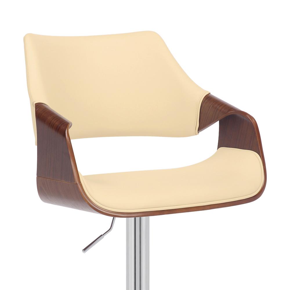 Armen Living - Aspen Adjustable Swivel Cream Faux Leather and Walnut Wood Bar Stool with Chrome Base - LCASBAWACR veiw 6