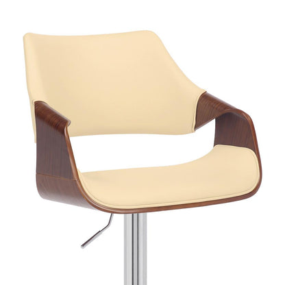 Armen Living - Aspen Adjustable Swivel Cream Faux Leather and Walnut Wood Bar Stool with Chrome Base - LCASBAWACR veiw 6