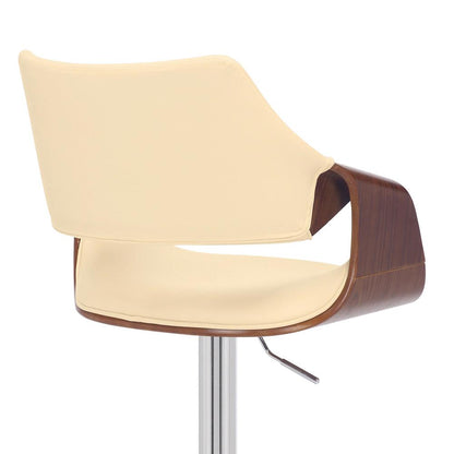 Armen Living - Aspen Adjustable Swivel Cream Faux Leather and Walnut Wood Bar Stool with Chrome Base - LCASBAWACR veiw 7