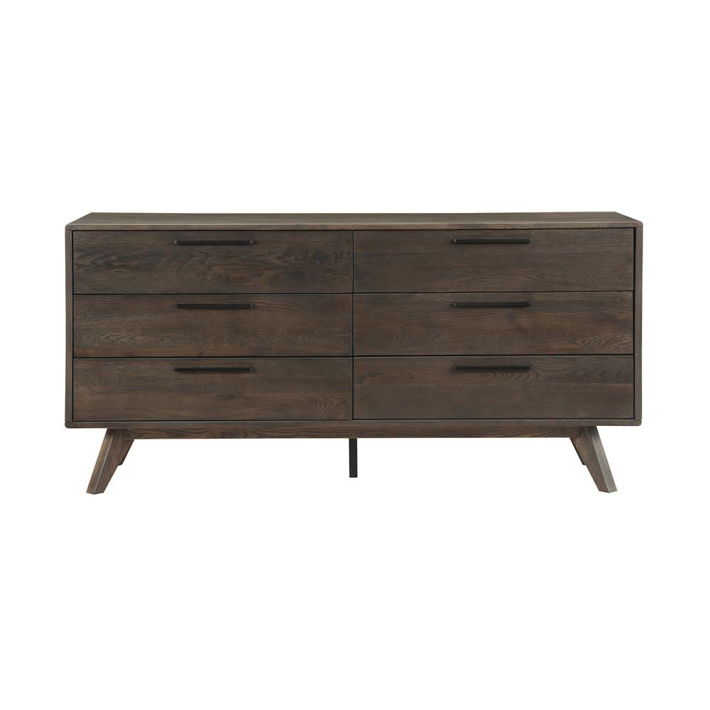 Armen Living - Astoria 4 Piece King Bedroom Set in Oak with Black Faux Leather  - SETAHBDKG4A veiw 3