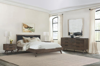Armen Living - Astoria 4 Piece King Bedroom Set in Oak with Black Faux Leather  - SETAHBDKG4A veiw 10