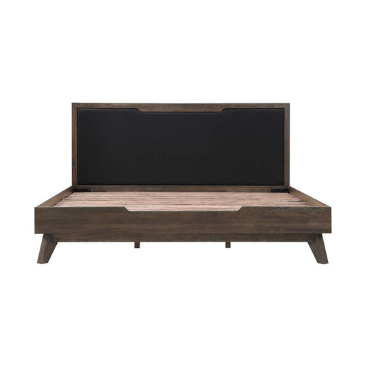 Armen Living - Astoria King Platform Bed Frame in Oak with Black Faux Leather  - LCAHBDDGKG veiw 1