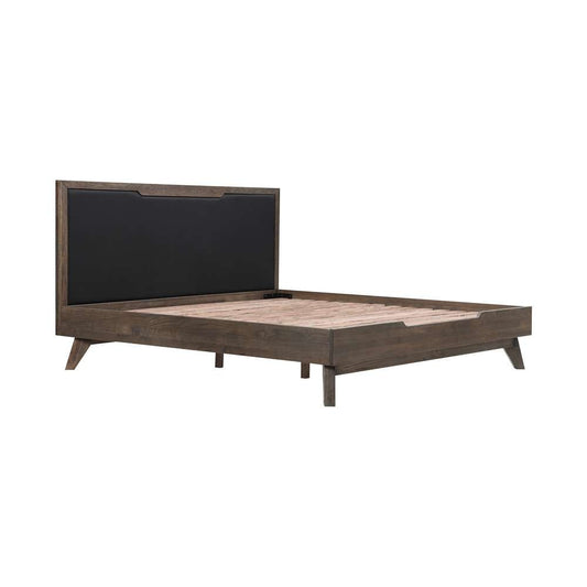 Armen Living - Astoria King Platform Bed Frame in Oak with Black Faux Leather  - LCAHBDDGKG veiw 2
