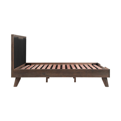 Armen Living - Astoria King Platform Bed Frame in Oak with Black Faux Leather  - LCAHBDDGKG veiw 3