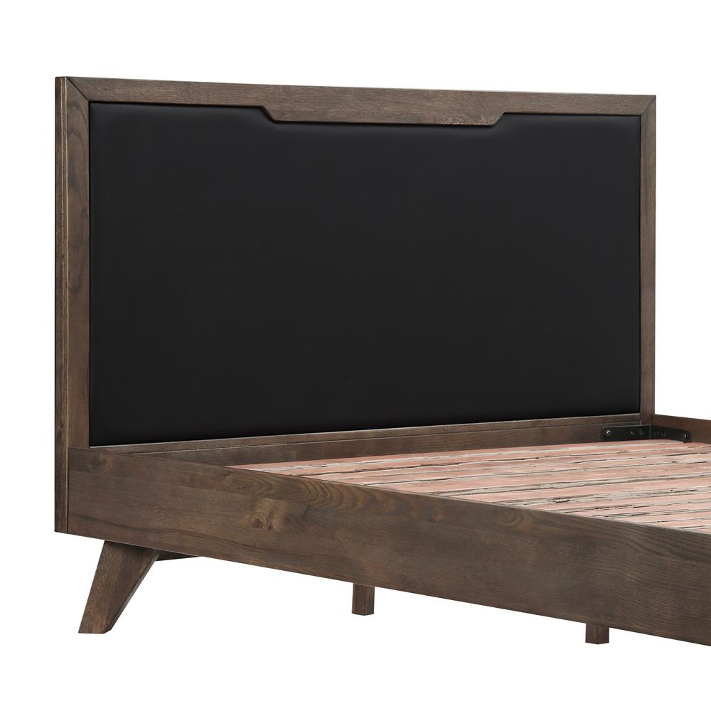 Armen Living - Astoria Queen Platform Bed Frame in Oak with Black Faux Leather  - LCAHBDDGQN veiw 4