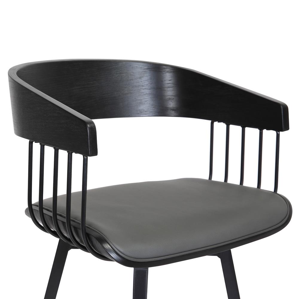 Armen Living  - Athena 27in Swivel Black Wood Counter Stool in Grey Faux Leather with Black Metal - LCATBABLKGRY26 veiw 6