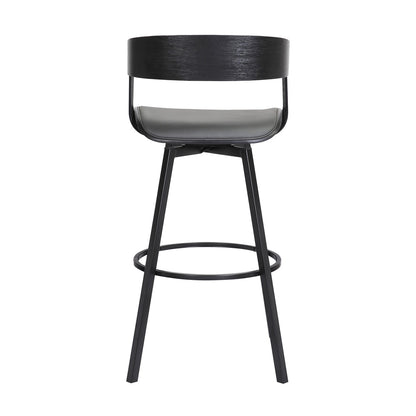 Armen Living  - Athena 31in Swivel Black Wood Bar Stool in Grey Faux Leather with Black Metal - LCATBABLKGRY30 veiw 5