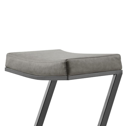 Armen Living - Atlantis 26in Backless Counter Stool with Matte Black Iron and Vintage Gray Faux Leather - LCAT26BLKVGRY veiw 4