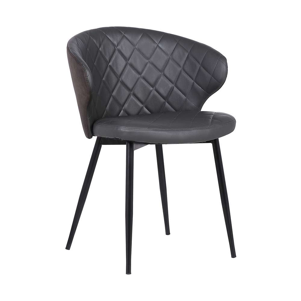 Armen Living - Ava Contemporary Dining Chair in Black Powder Coated Finish and Gray Faux Leather - LCAVSIBLGR veiw 1