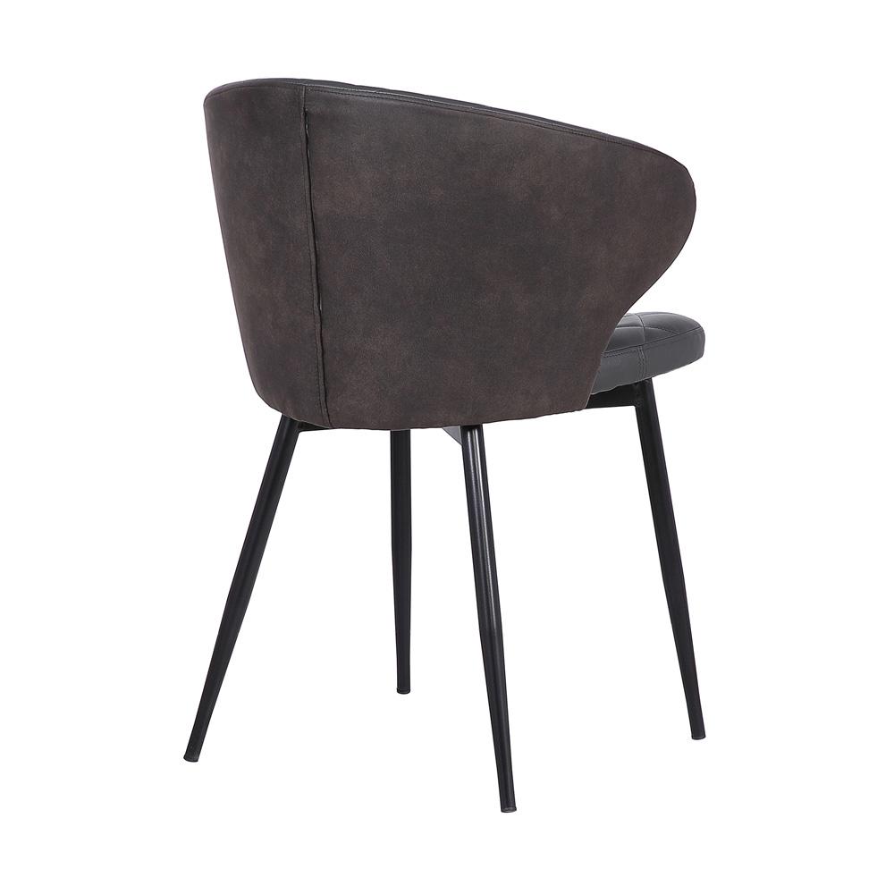 Armen Living - Ava Contemporary Dining Chair in Black Powder Coated Finish and Gray Faux Leather - LCAVSIBLGR veiw 2