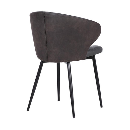Armen Living - Ava Contemporary Dining Chair in Black Powder Coated Finish and Gray Faux Leather - LCAVSIBLGR veiw 2