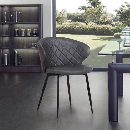 Armen Living - Ava Contemporary Dining Chair in Black Powder Coated Finish and Gray Faux Leather - LCAVSIBLGR veiw 4