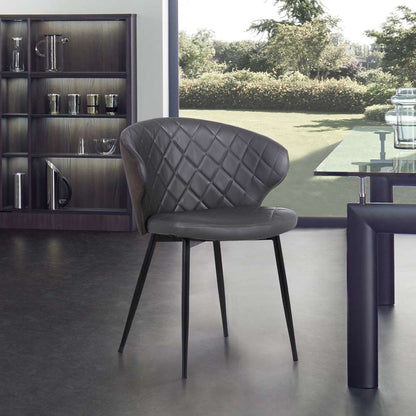 Armen Living - Ava Contemporary Dining Chair in Black Powder Coated Finish and Gray Faux Leather - LCAVSIBLGR veiw 6