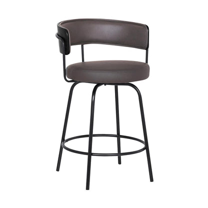 Armen Living - Avalon 26in Gray Faux Leather Swivel Barstool in Black Powder Coated Finish  - LCAVBABLGR26 - CLOSEOUT veiw 1