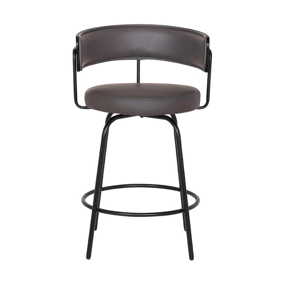 Armen Living - Avalon 26in Gray Faux Leather Swivel Barstool in Black Powder Coated Finish  - LCAVBABLGR26 - CLOSEOUT veiw 2