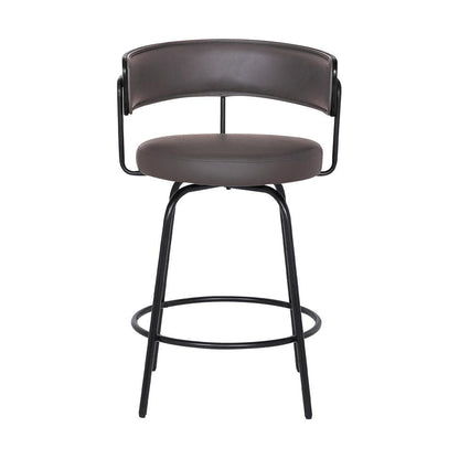 Armen Living - Avalon 26in Gray Faux Leather Swivel Barstool in Black Powder Coated Finish  - LCAVBABLGR26 - CLOSEOUT veiw 2