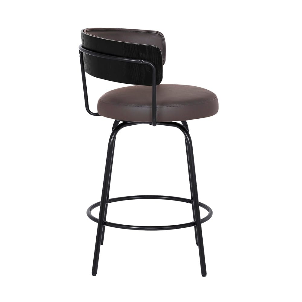 Armen Living - Avalon 26in Gray Faux Leather Swivel Barstool in Black Powder Coated Finish  - LCAVBABLGR26 - CLOSEOUT veiw 3