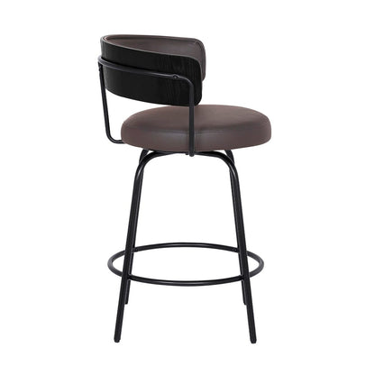 Armen Living - Avalon 26in Gray Faux Leather Swivel Barstool in Black Powder Coated Finish  - LCAVBABLGR26 - CLOSEOUT veiw 3