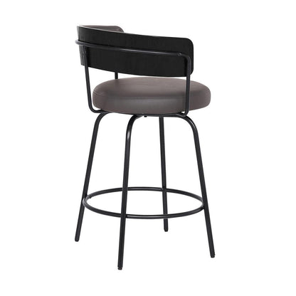 Armen Living - Avalon 26in Gray Faux Leather Swivel Barstool in Black Powder Coated Finish  - LCAVBABLGR26 - CLOSEOUT veiw 4