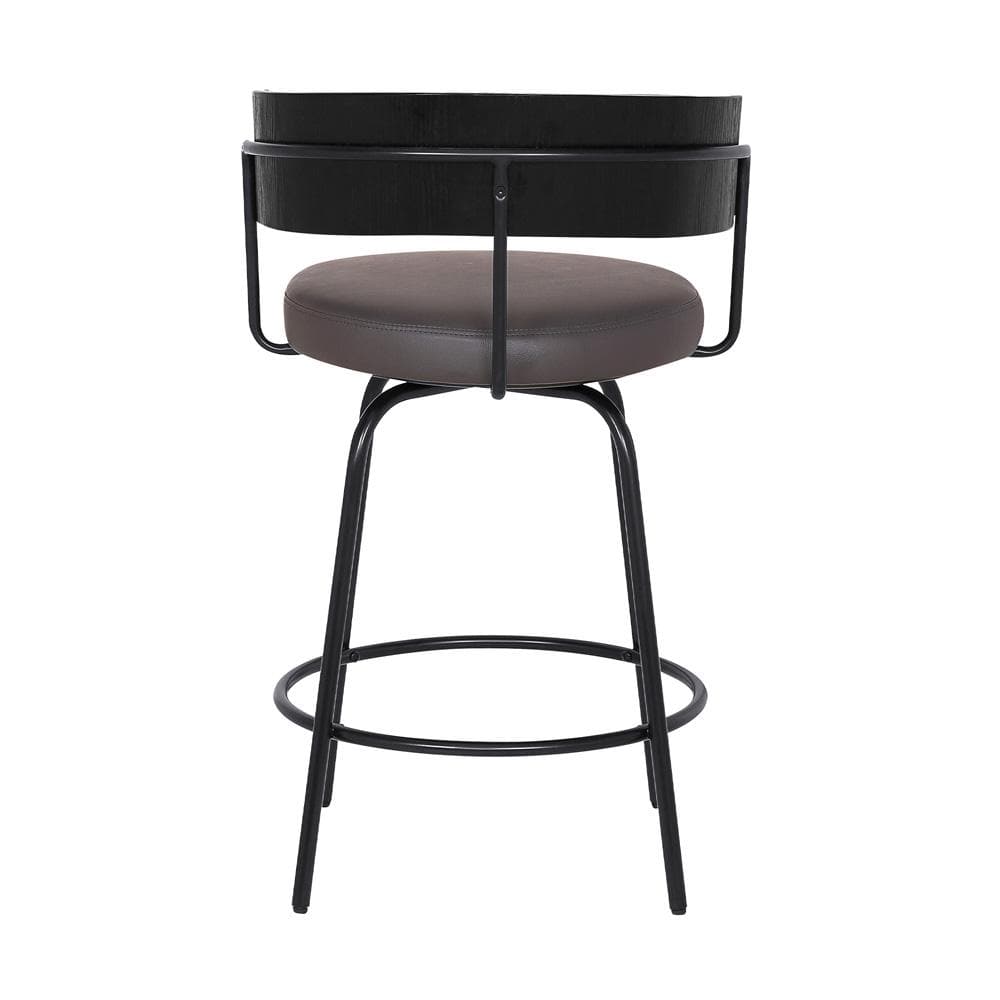 Armen Living - Avalon 26in Gray Faux Leather Swivel Barstool in Black Powder Coated Finish  - LCAVBABLGR26 - CLOSEOUT veiw 5