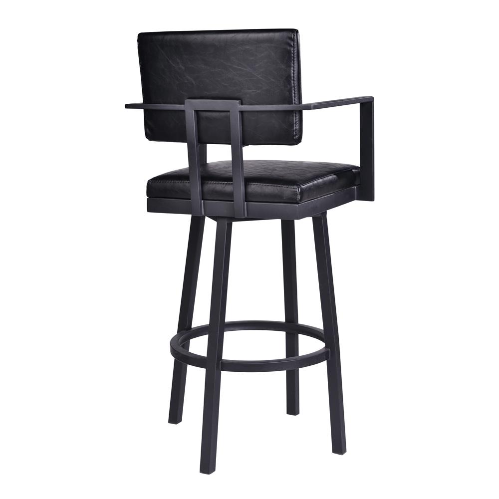 Armen Living - Balboa 26in Counter Height Swivel Vintage Black Faux Leather and Metal Bar Stool with Arms - LCBBARBABLVB26 veiw 3