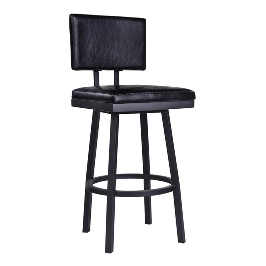 Armen Living - Balboa 26in Counter Height Swivel Vintage Black Faux Leather and Metal Bar Stool - LCBBBABLVB26 veiw 1